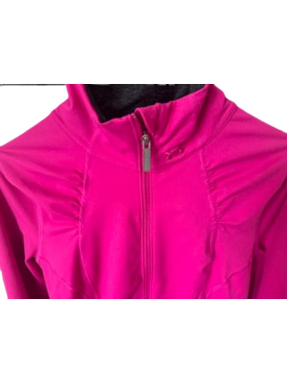 Under Armour Pink Full Zip Athleisure Jacket Thumb Holes Ruching Yoga Workout Sm - Picture 4 of 8